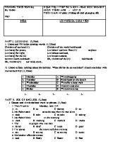 Đề kiểm tra một tiết số 2 học kì I Tiếng anh lớp 8 - Năm học 2016-2017 - Trường THCS Sơn Hạ